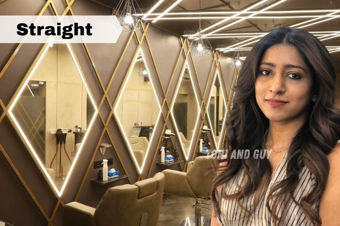 Client with straight, sleek hair photographed at Essensuals by Toni & Guy Coimbatore, Modern luxury salon interior