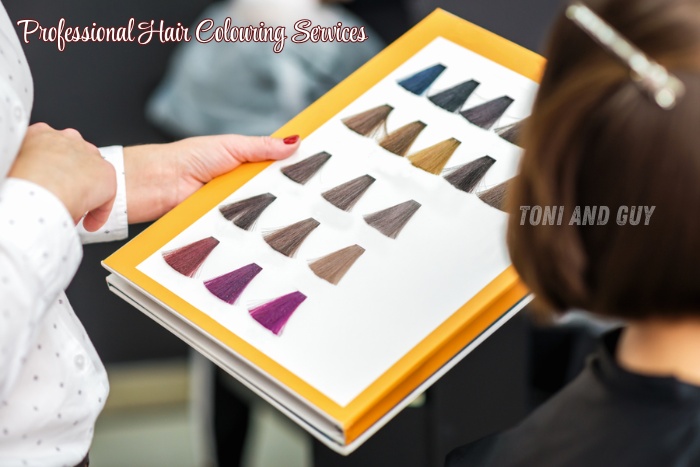 Professional hair colour shade consultation at TONI & GUY salon in Coimbatore